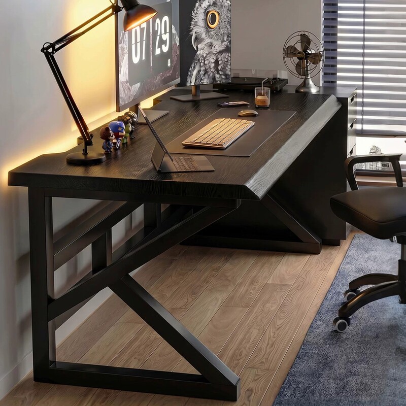 Black computer desk, gaming desk, office desk, desktop, home desk, rectangular writing desk, 2026 new model, for studying and writing