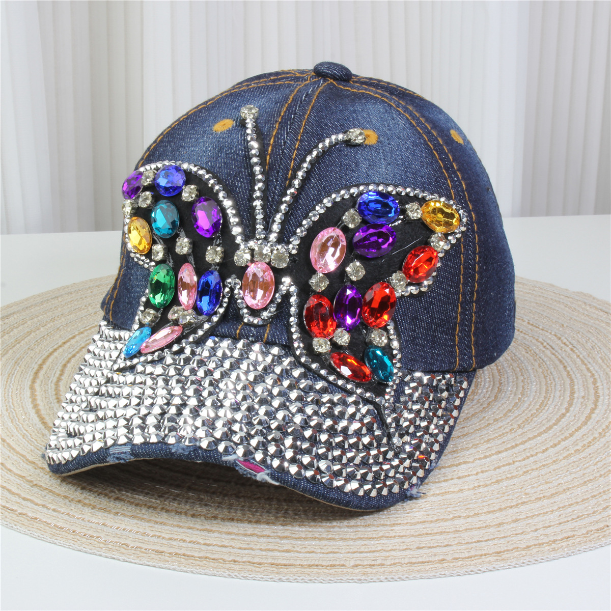 147g Weight Baseball Cap Hats Type Daily, Street Occasion Denim Material Letter, Usa, Butterfly Pattern All Seasons Season Unisex Gender Simple Style, Classic Style Style Curved Eaves Rim Unisex Simple Style Classic Style Letter Usa Butterfly Curved Eaves Baseball Cap 16