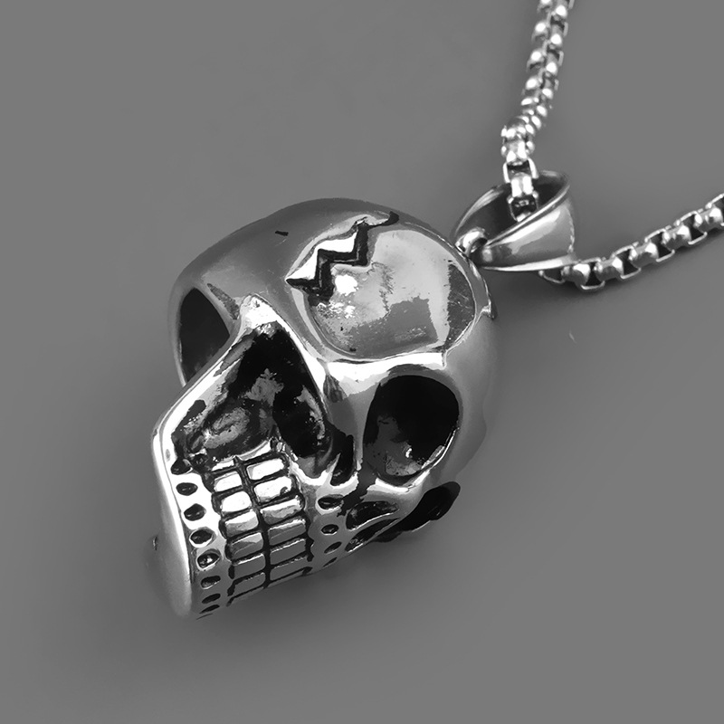 Skull Pendant Necklace Titanium Stainless Steel For Men_voghion.com