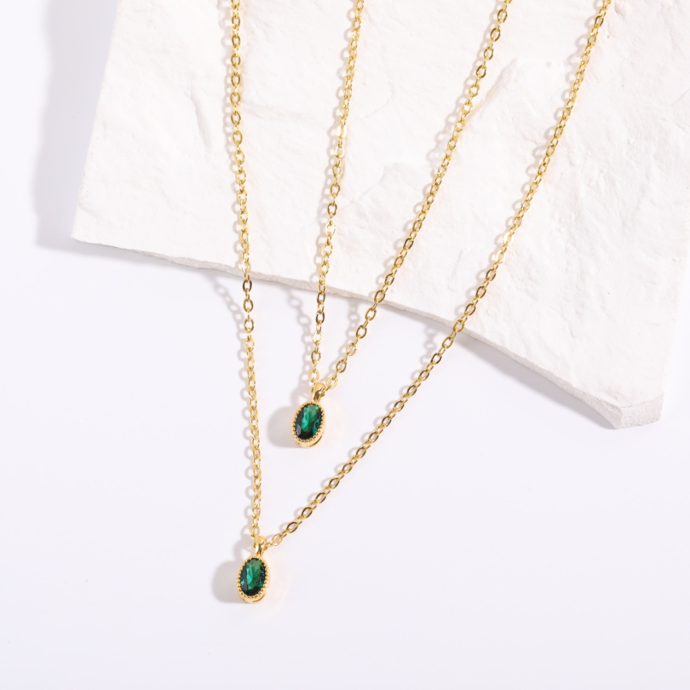 Womenu0027S Retro Oval Copper Zircon Necklace Plating Gold Plated Stainless Steel Necklaces