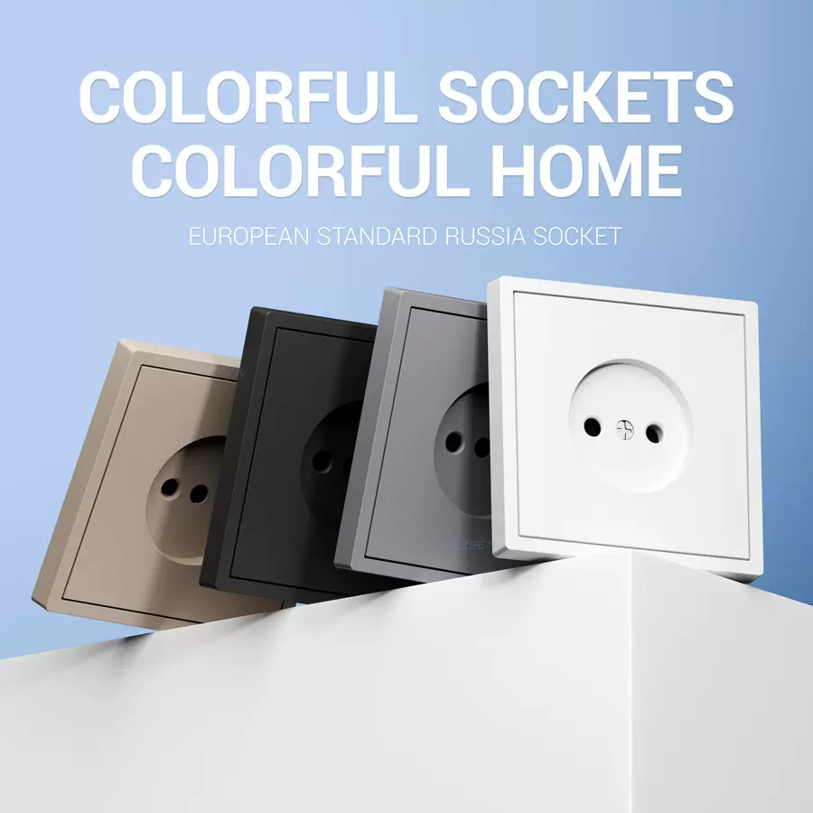 欧标欧式80型墙壁插座PC大面板俄插110-250V 暗装插座16A带ce认证