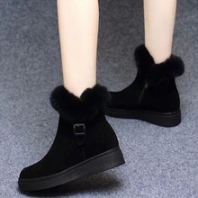 毛毛球雪地靴女2025冬季新款韩版百搭学生平底加绒保暖棉鞋面包鞋