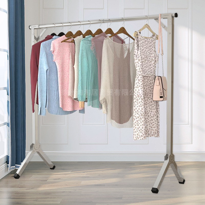 Installation-free folding drying rack single-pole stainless steel floor-standing drying rack indoor balcony telescopic drying rack wholesale