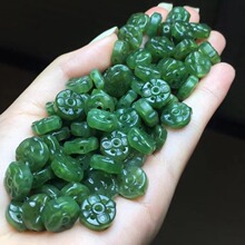 天然碧玉圆形五眼六通配饰通孔背云DIY设计直播做款碧玉五眼六通