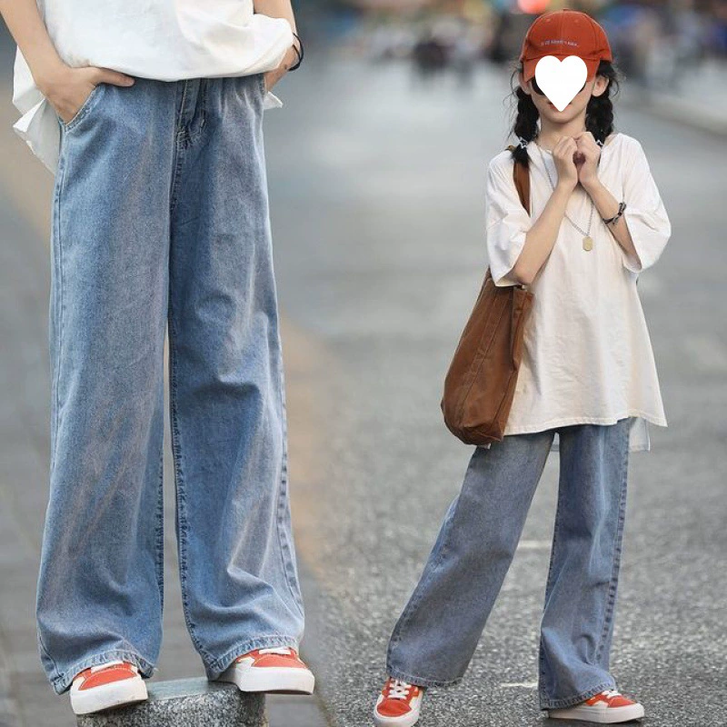 Девочки женские джинсы тонкая осенняя одежда длиной десять лет