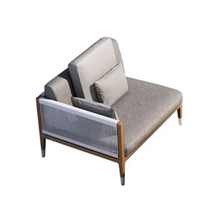 Sofá nórdico patio teca villa jardín terraza hotel al aire libre sofá de tela de caña sofá de madera sólida