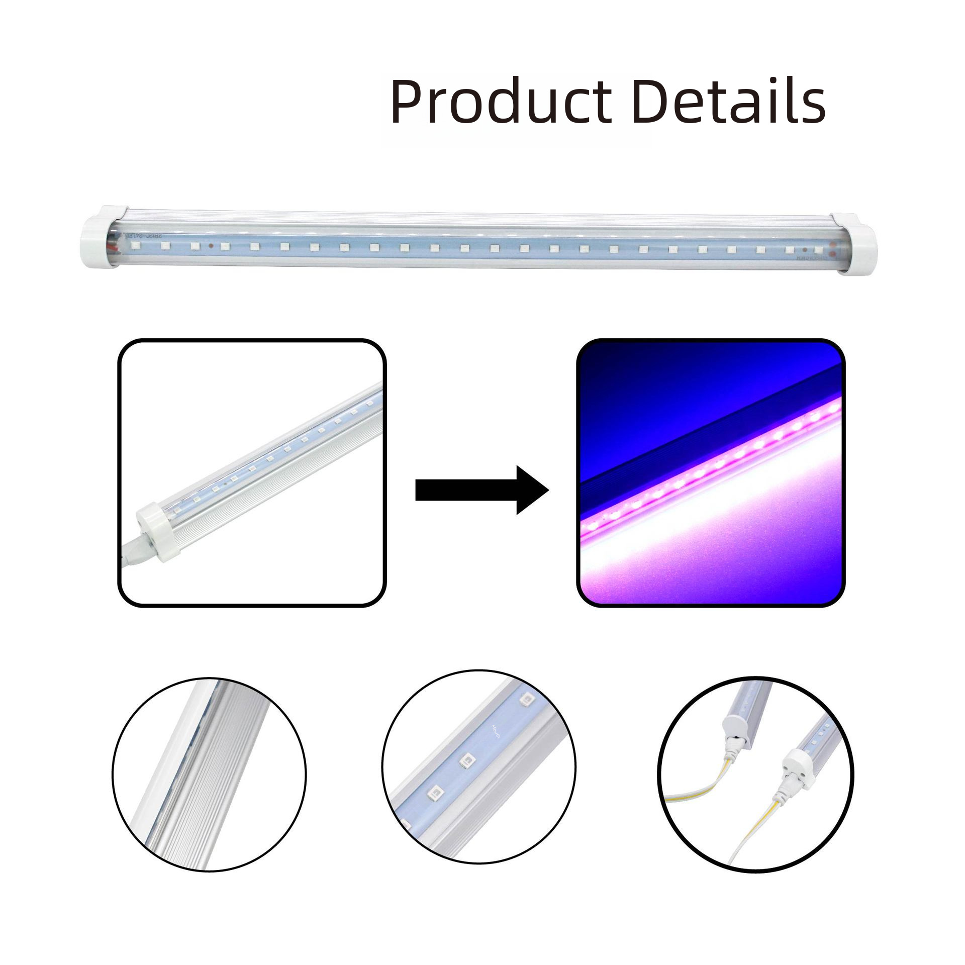 국경 간 UV 접착제 경화 램프 UV LED395NM 바이올렛 램프 은행권 검출 형광 효과 검출 형광 램프