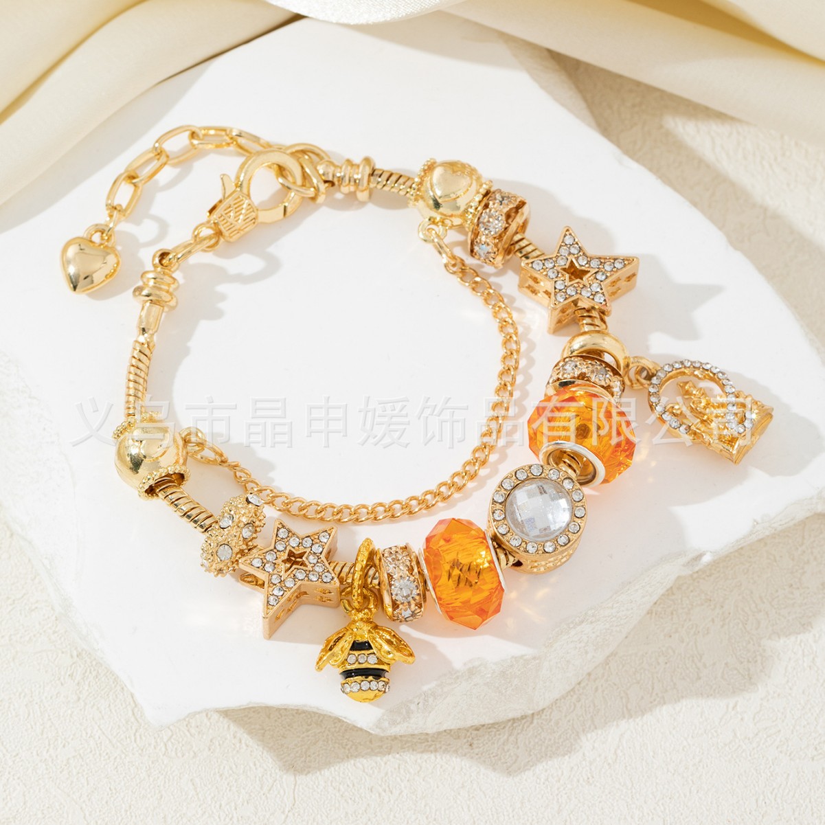 Panjia brazalete DIY-cross-border explosión pulsera castillo abeja pentagramas estrella del océano diamantes joyas de moda image 3