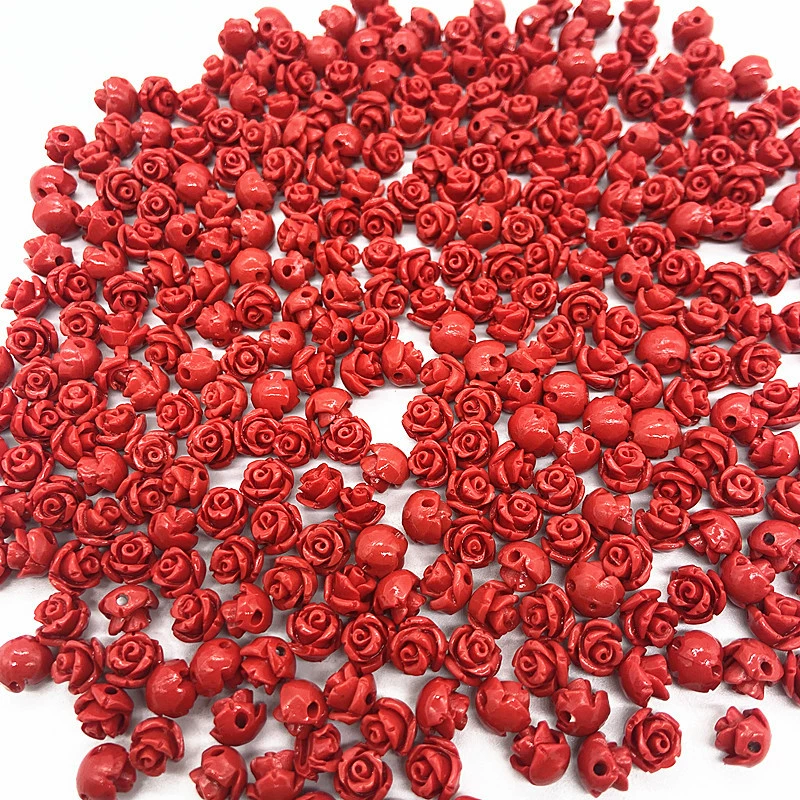 Красный лак из киновари, резная роза, свободные бусины ручной работы, DIY кольцо, серьги, браслет, ювелирные изделия, маленькие аксессуары, свободные бусины