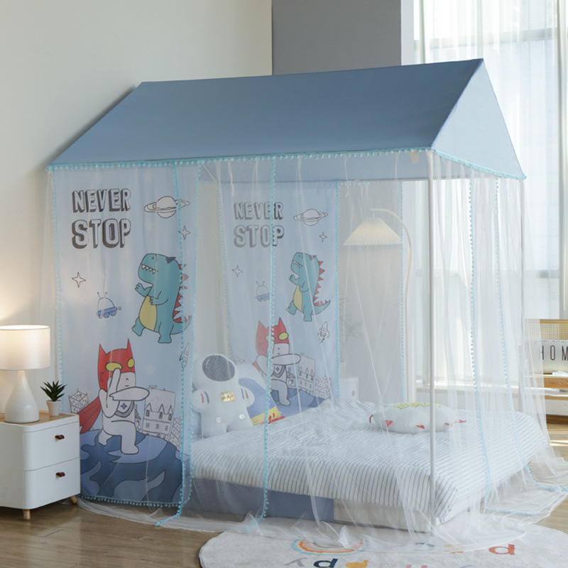 New Home Bedroom Floor-Standing Mosquito Net Children's Bed Princess Mosquito Net Boy's Room Tent Bed Curtain Mosquito Net Dustproof Encryption