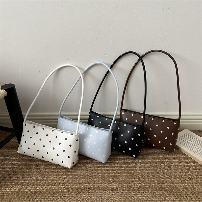 2026 Summer New Niche Polka Dot Shoulder Bag for Women, Korean Style Commuting Underarm Bag, Fashionable and Stylish Casual Tote Bag