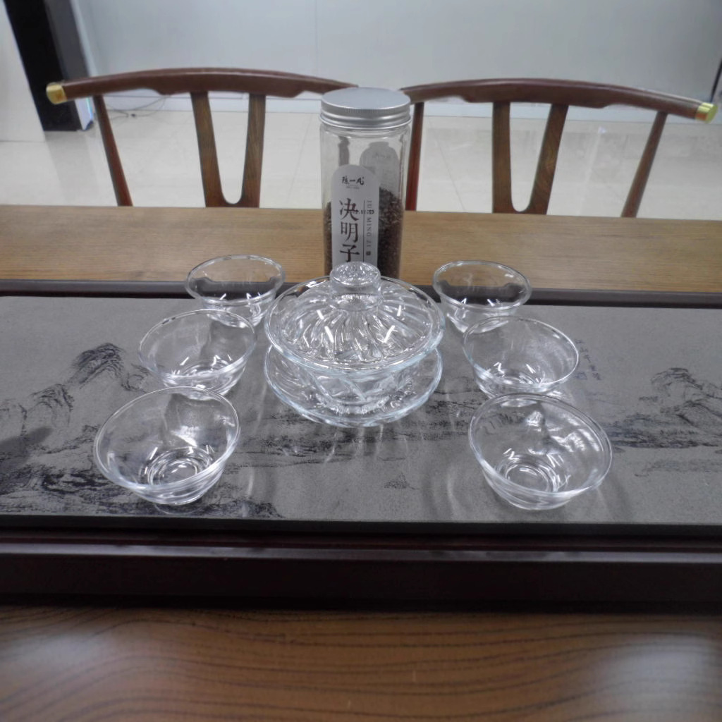 Transparent glass Japanese tea set for home use