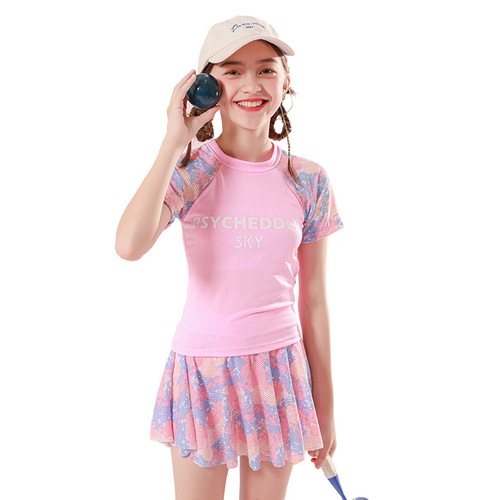 Children's swimsuit for girls, sports style, princess dress design, suitable for ages 3-11, includes small and medium children. Hot spring swimming attire.