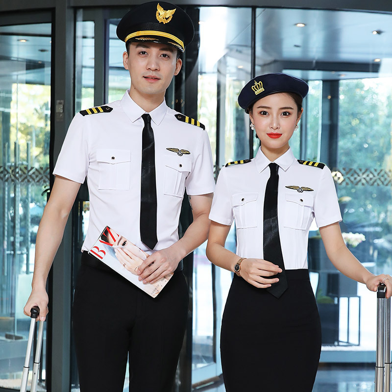 Manufacturer's Men's Captain's Shirt Short-Sleeved Summer Railway Work Clothes Security Property Work Clothes Stewardess White Shirt Manufacturer's Men's Captain's Shirt Short-Sleeved Summer Railway Work Clothes Security Property Work Clothes Stewardess White Shirt