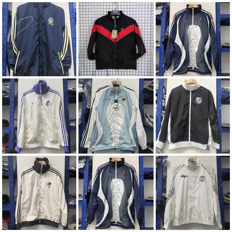 高品質パリフランスマン L ロイヤルレトロ刺繍肥厚ジッパー防雨ウインドブレーカーサッカーユニフォームファン|undefined