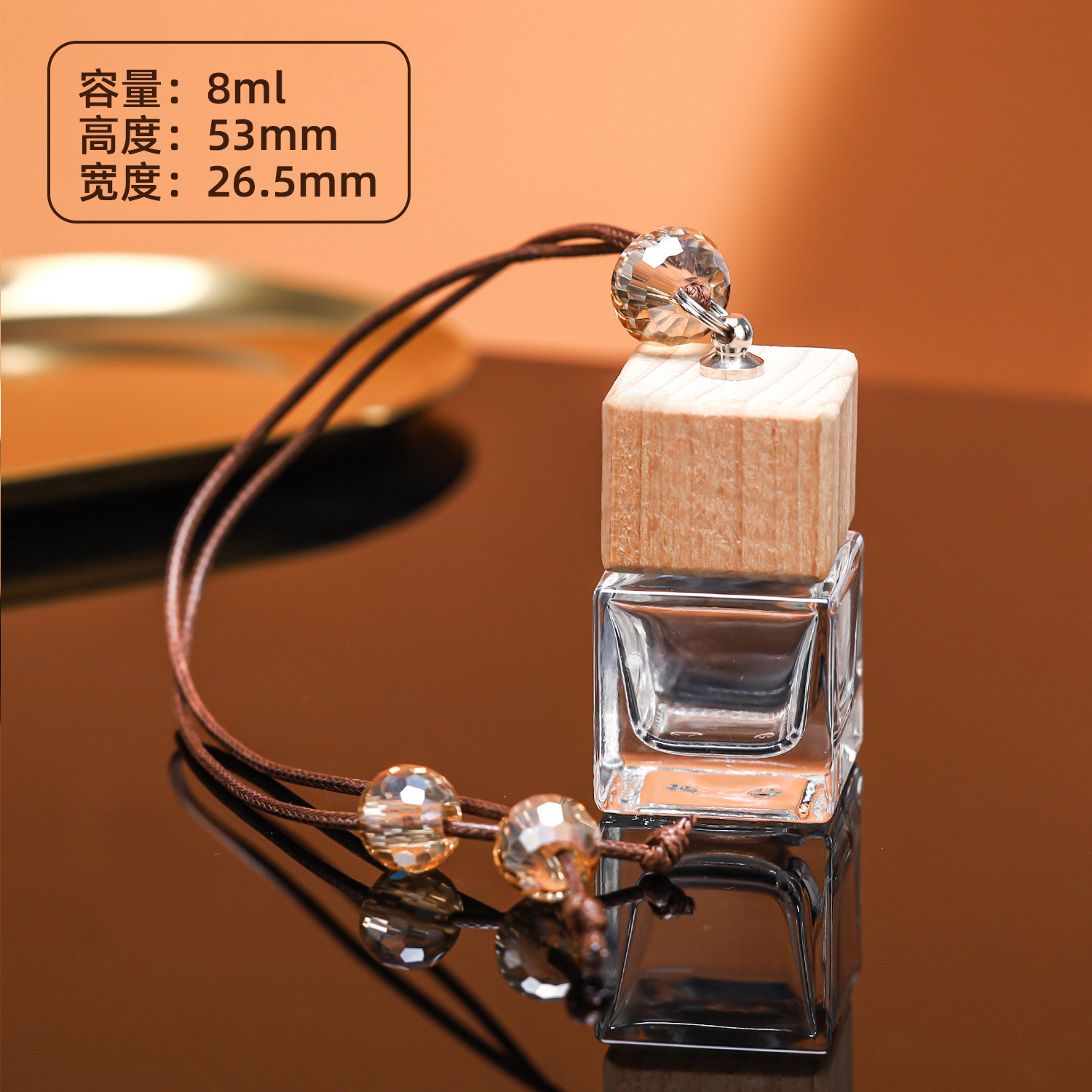 Botella de fragancia de vidrio transparente, botella de fragancia para automóviles, mini botella de aceite esencial para automóviles, colgante de fragancia