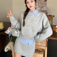 秋季女装2025减龄搭配一整套韩剧时尚洋气高级感卫衣裙子三件套装