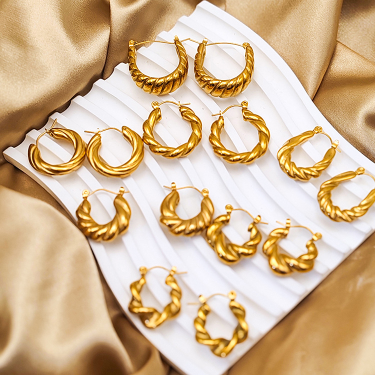 11g Weight 0.05µm-0.08µm Gold Plating Thickness PVD Coated Gold Plating Process 304 Stainless Steel Ear Needle Material 14K Real Gold Plated, Real Gold Plated Plating Material Hoop Earrings Classification 1 Pair Quantity Daily Occasion 304 Stainless Steel Material Geometric Pattern Women's Gender Simple Style Style Waterproof Non Tarnish, Plating Craft PVD Coated 18K Gold Real Gold Plated Geometric Stainless Steel Simple Style Waterproof Non Tarnish Hoop Earrings 9