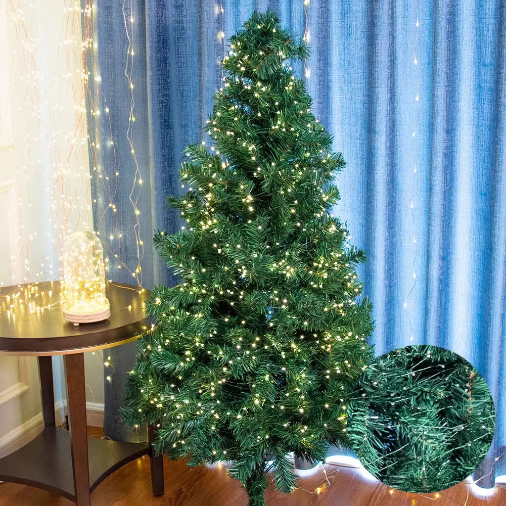 Lámpara de árbol de Navidad Lámpara de alambre verde Lámpara de cobre Lámpara de color estrella Lámpara de cadena Lámpara de cadena Lámpara de árbol verde Lámpara decorativa de Navidad Cinturón de luz de Navidad