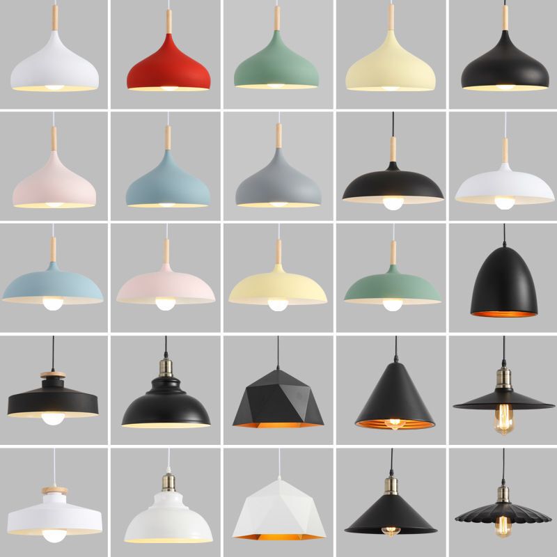 Simple Small Pendant Light, Industrial Style, Single Head, Nordic Style, for Office, Hotel, Restaurant, Barber Shop, Creative and Unique Lampshade