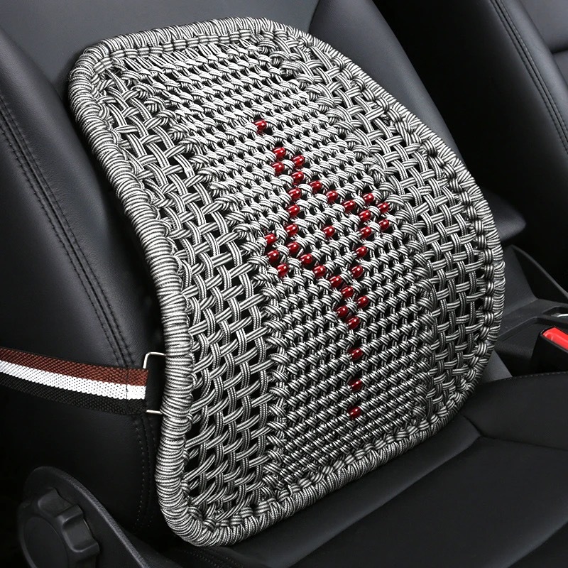 Practical and Durable Summer Car Lumbar Support, Breathable Hand-Woven Backrest, Steel Tube Lumbar Support, Woven Rope Truck Massage Chair Cushion