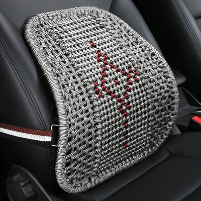 Practical and Durable Summer Car Lumbar Support, Breathable Hand-Woven Backrest, Steel Tube Lumbar Support, Woven Rope Truck Massage Chair Cushion (Waist support) - grey