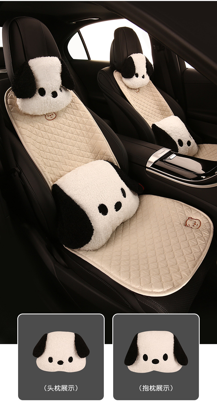 Car seat cushion four seasons universal linen small waist seat cover single-piece non-slip three-piece cartoon half-bag seat cushion