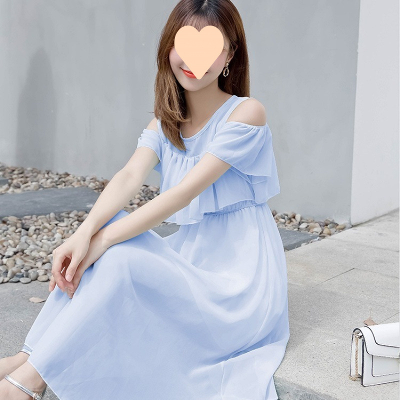 Shiffon cute long beach fresh dress for students