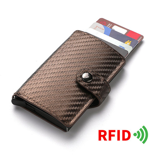 Amazon's new carbon fiber card holder, automatic elastic aluminum alloy card holder, men's wallet, vertical wallet leather case