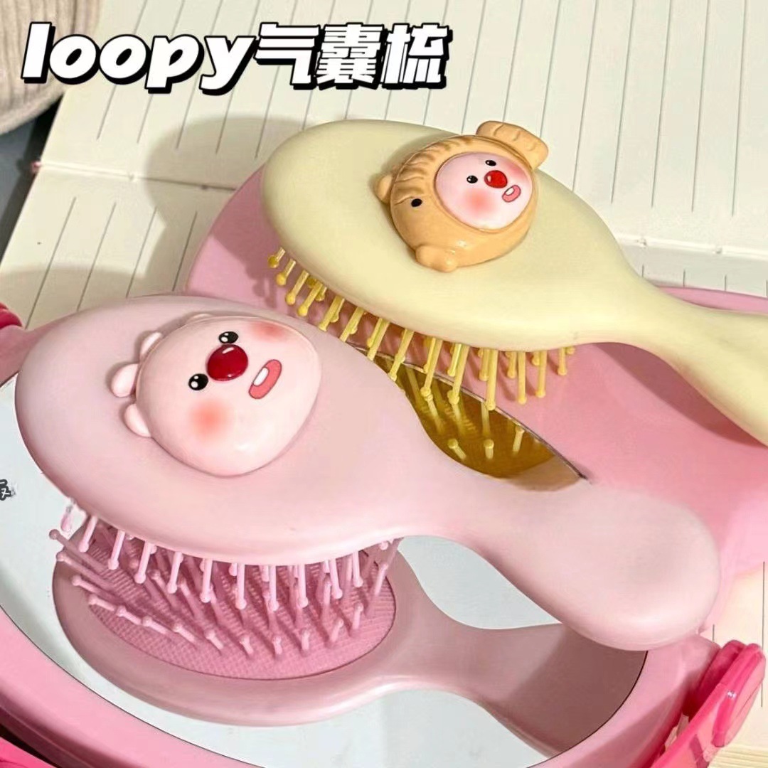 新款loopy手柄氣囊梳子小海狸氣墊梳學生小巧便攜空氣梳按摩梳