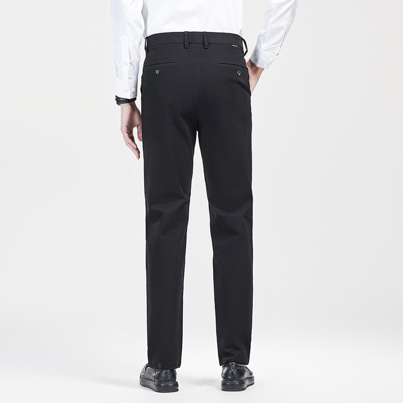 Quần dài nam ống đứng cạp vừa co giãn, chất cotton pha, không cần ủi — Màu xanh hải quân, màu kaki, màu xám, màu đen