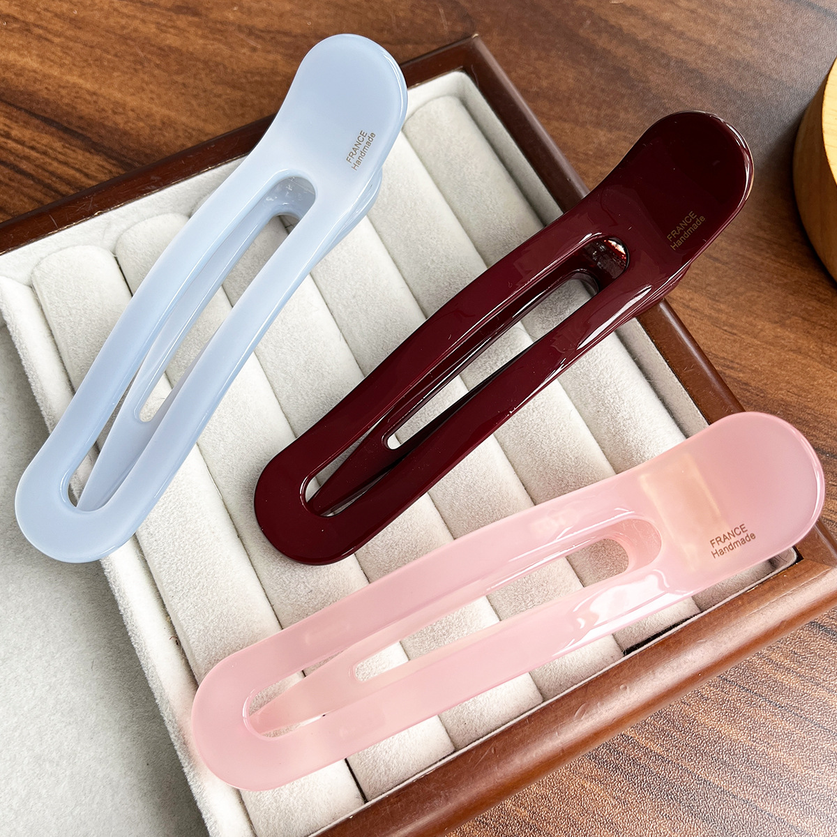 Temperamento de alta calidad engrosado ácido acético una palabra elíptica boca de pato abrazadera de cabello de tiburón perezoso universal abrazadera para el cabello de tiburón