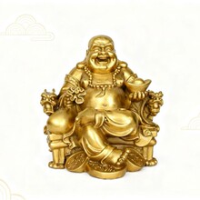 跨境弥勒佛大肚佛摆件佛像元宝笑佛供奉家用客厅工艺品桌面摆件
