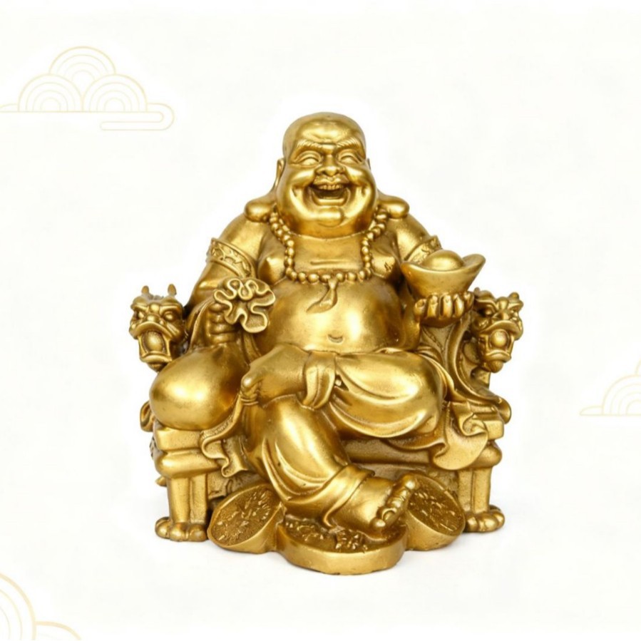 跨境弥勒佛大肚佛摆件佛像元宝笑佛供奉家用客厅工艺品桌面摆件