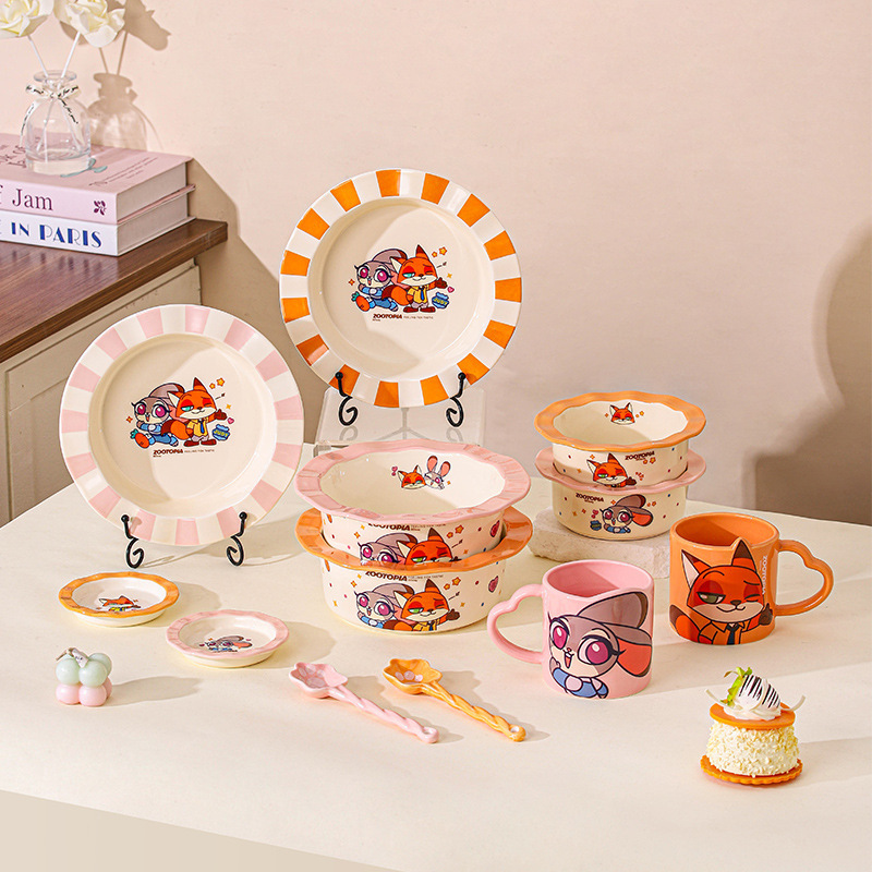 Zootopia Ceramic Tableware New Stylish Rice Bowl Set for Home Use