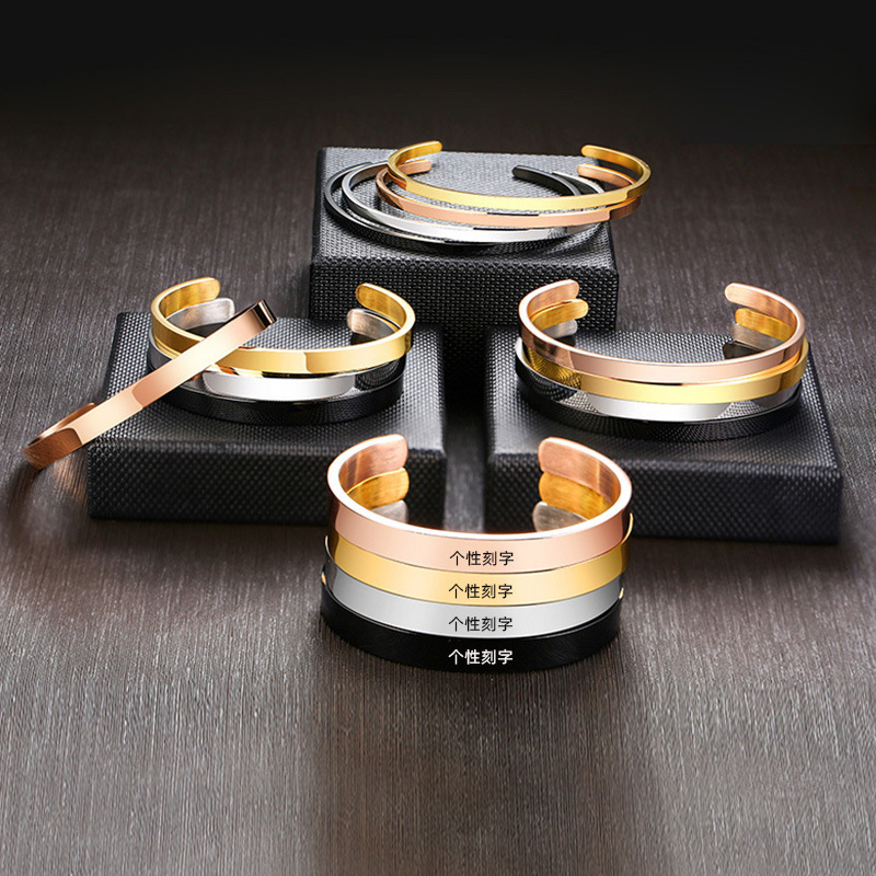 bangles European and American stainless steel simple jewelry open bracelet men and women titanium steel bracelet wholesale B- 105