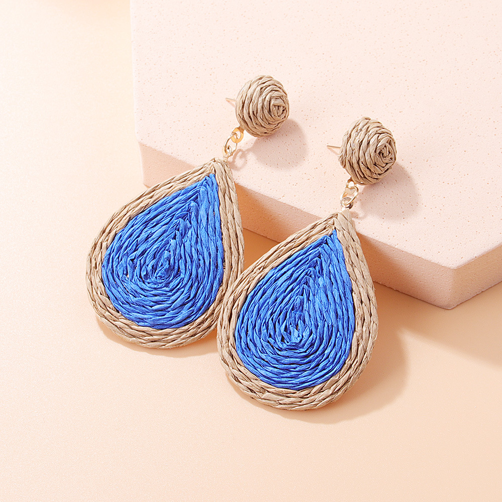 1 Pair Basic Retro Water Droplets Raffia Drop Earrings display picture 5