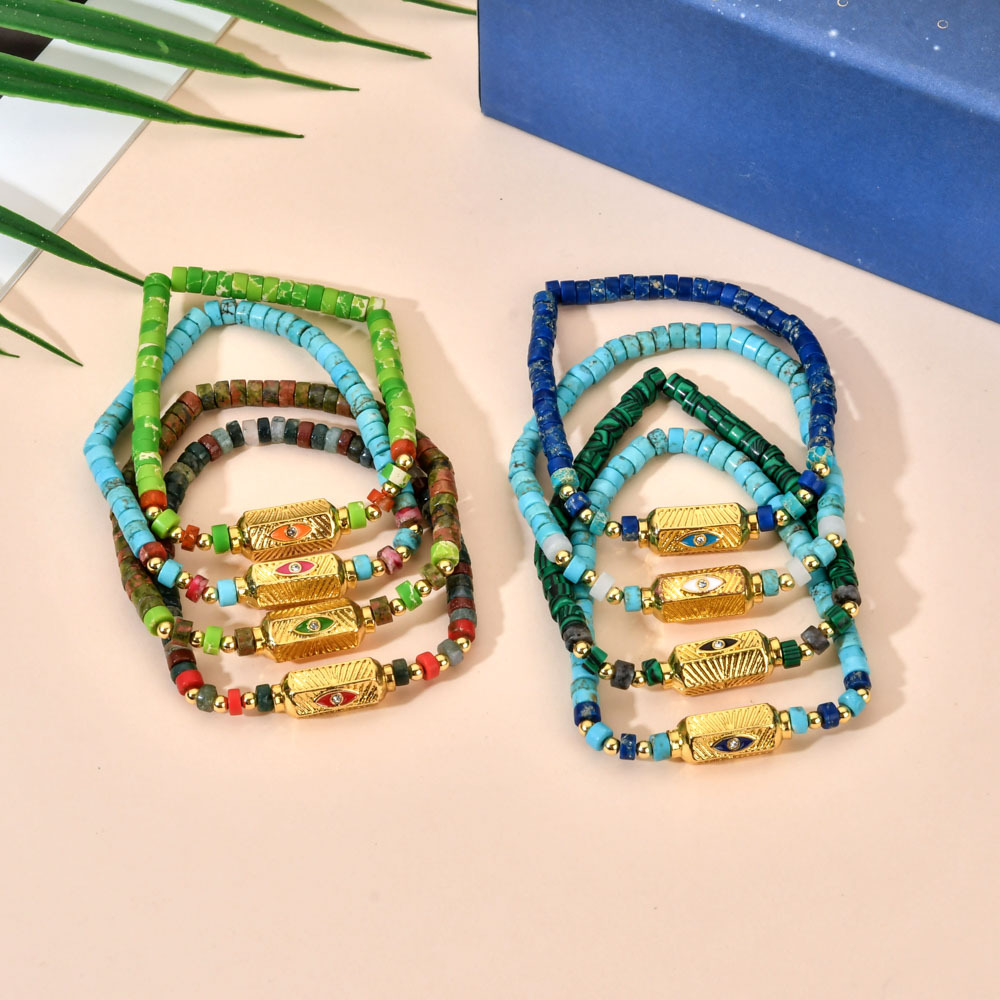 Devil'S Eye Pattern Wholesale Jewelry Vacation Devil's Eye Natural Stone Seed Bead Beaded Bracelets
