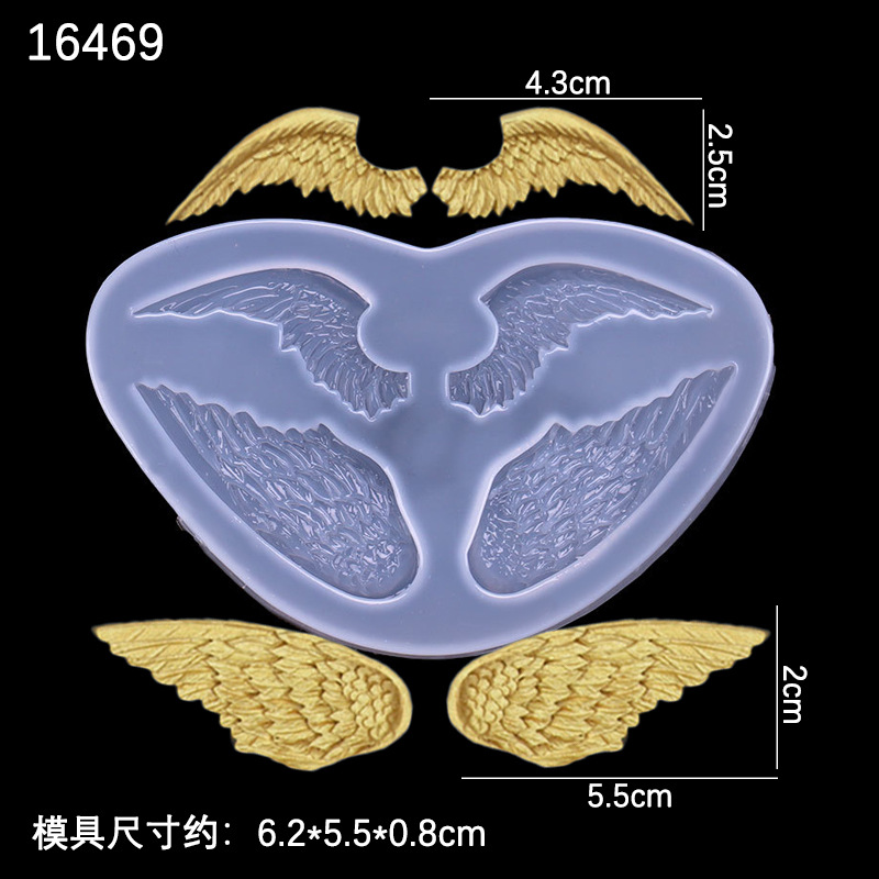 DIY cristal epoxi ala espejo molde accesorios hechos a mano Ángel pluma ala colgante accesorios molde de silicona