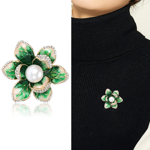 New Fashion Minimalist Elegant Enamel Droplet Oil Begonia Flower Brooch High-end Atmospheric Floral Dress Accessories Anti-lift Pin