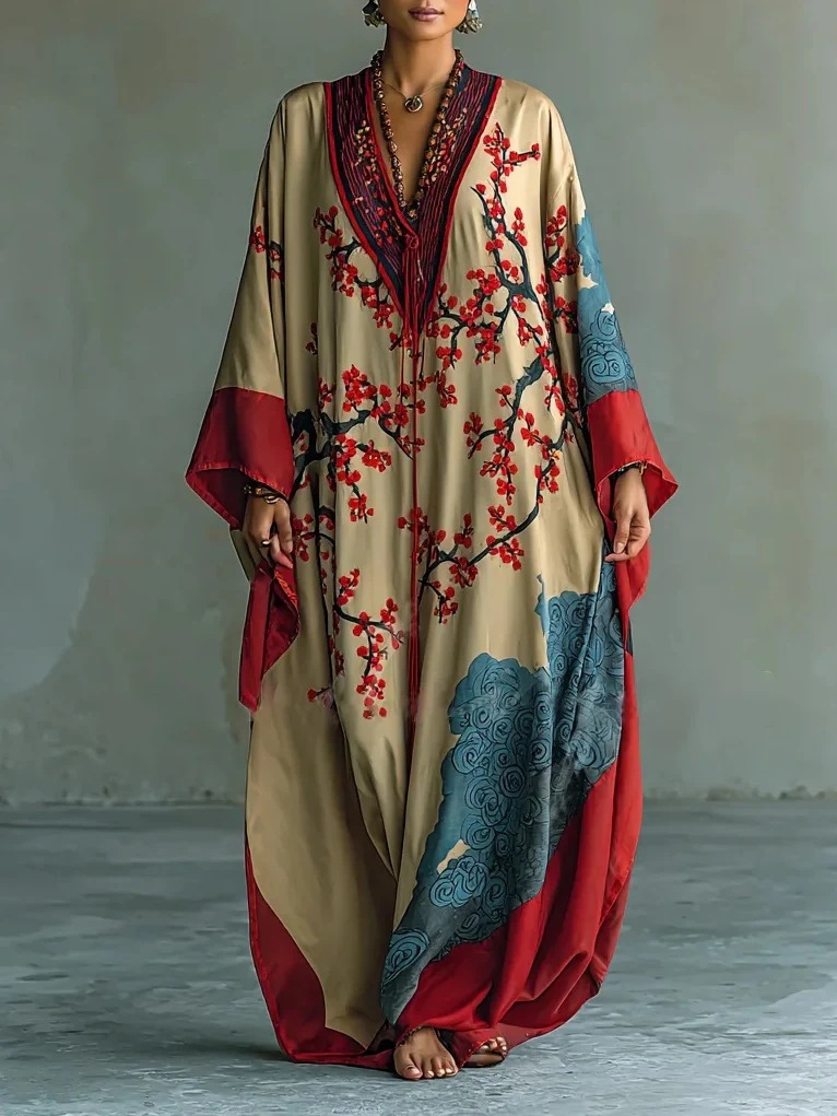 Vestaglia donna a fiori con scollo a v per la notte_voghion.com