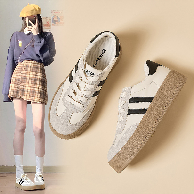 ZHR is the thick-soled heightened German training shoes women's 2025 spring new soft lightweight casual shoes Joker ins board shoes