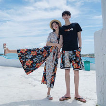 沙滩情侣装夏装度假民族风连体裤子海南三亚海边蜜月旅游套装衣服