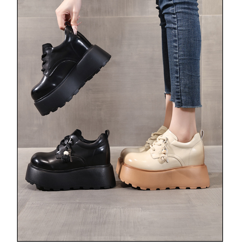 Giày loafer nữ đế dày tăng chiều cao phong cách Hàn Quốc — màu đen chi tiết 16