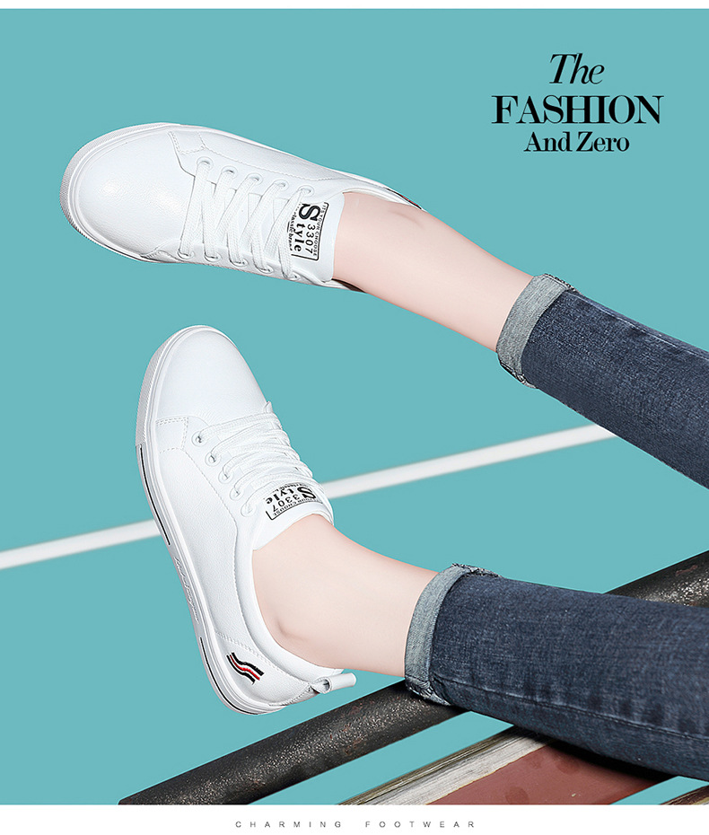 Giày sneaker nữ da bò mềm trắng đế bằng mỏng mới xuân hè 2024 — 58219 Màu Trắng Gót Cao 3cm Lưới Kiểu DH, 9271 trắng tím gót cao 2.2cm GQ, 58219m Màu Xám Chiều Cao Gót 3cm Lưới Kiểu DH, Chiều cao gót vàng trắng 9160 2.7cm GQ chi tiết 5