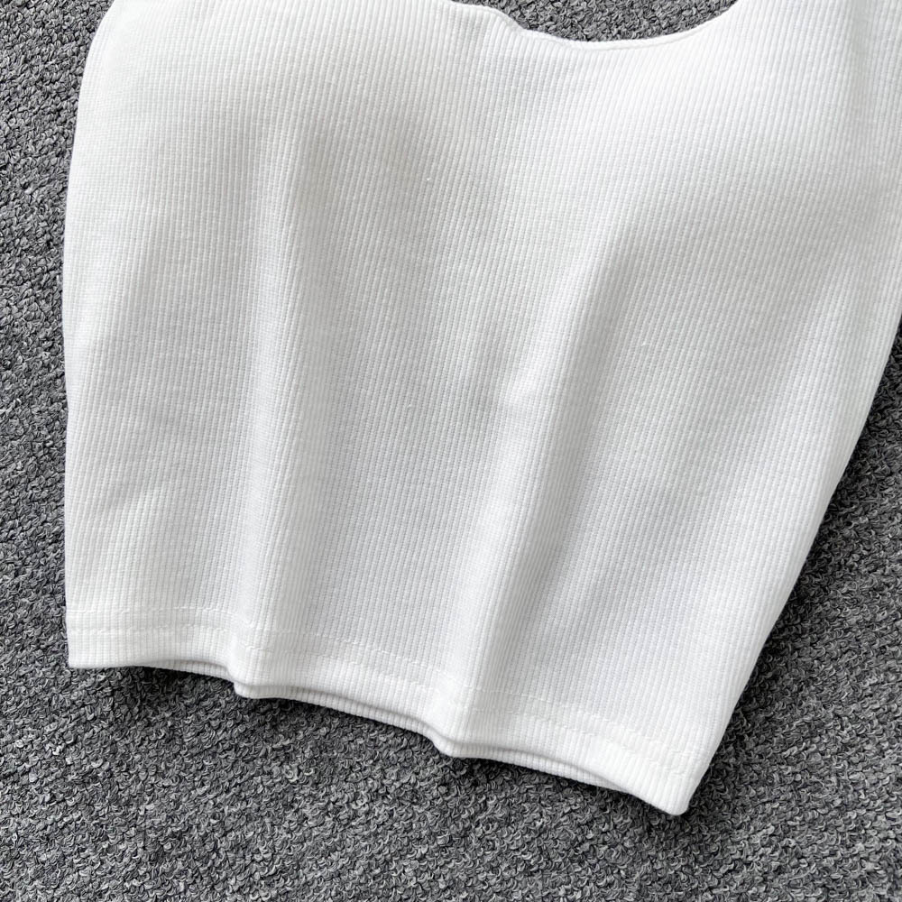 84g Weight Cotton, Rib Fabrics Fabric Type Short Top Length Vest Tops Type Holiday, Banquet, Daily Occasion Halter Neck Neckline Slim Fit Type Solid Color Pattern Summer Season Women's Gender Elegant, Streetwear Style Wholesale Women's Elegant Streetwear Solid Color Tank Tops 2