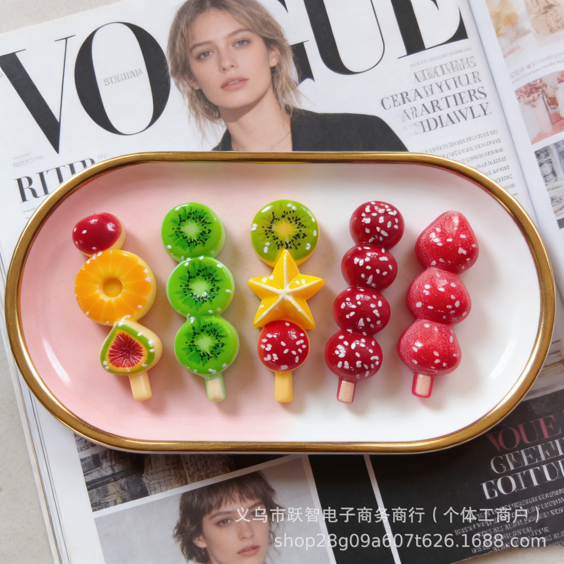 仿真食玩糖葫芦diy树脂配件发夹抓夹发圈饰品钥匙扣吊坠手工配饰