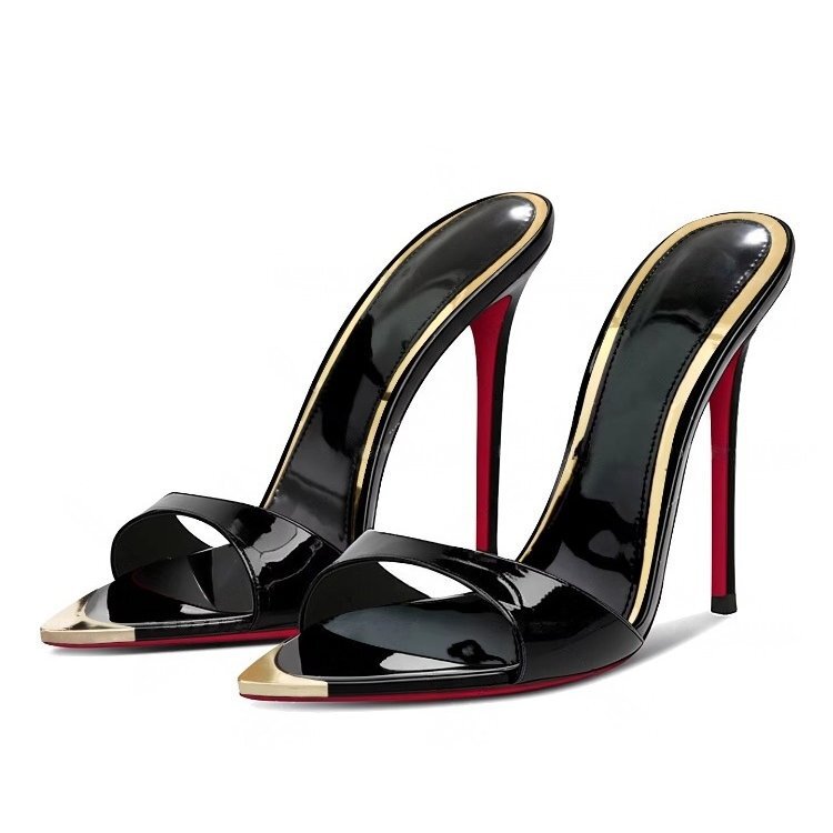 2026 Spring and Summer New Style Metal Pointed-Toe Red-Soled High-Heeled Sandals for Women with Thin Heels and Unique Style for Outdoor Wear 2026 Spring and Summer New Style Metal Pointed-Toe Red-Soled High-Heeled Sandals for Women with Thin Heels and Unique Style for Outdoor Wear