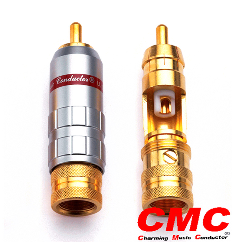 厂家直销美国CMC 1016-WU纯铜镀金RCA莲花插头 信号插头一件代发