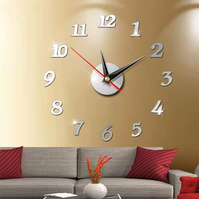 Fábrica al por mayor Amazon transfronterizo acrílico Reloj de pared hogar sala de estar dormitorio Fondo pared pegatina decorativo mudo reloj